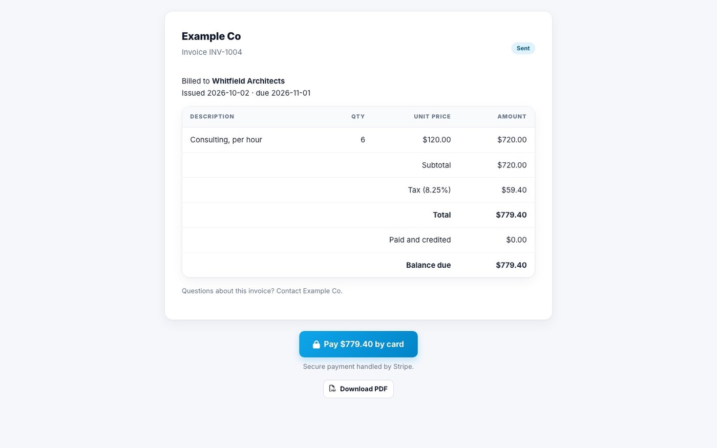 A customer paying a Spotbookr invoice by card